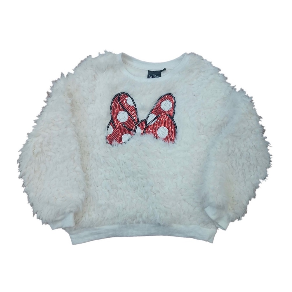 Disney Girls Ivory Sherpa Minnie Mouse Sweater